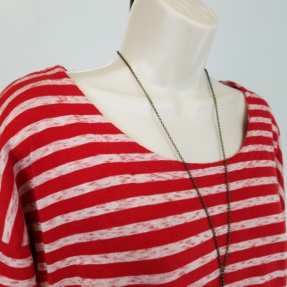 Madewell cozy slub tee striped red white L - Picture 4 of 7
